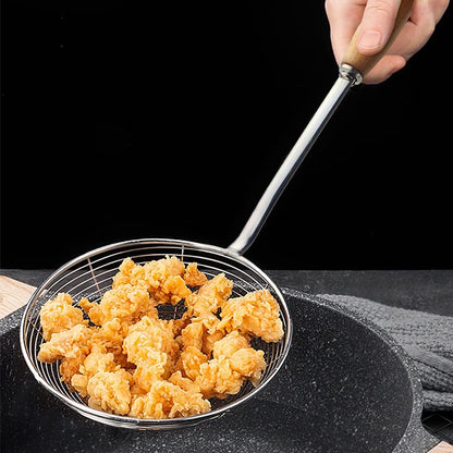 IQCWOOD Spider Strainer with Wood Handle - 5.5 Inch Fryer Scoop