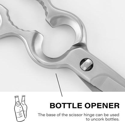 Stainless Steel Kitchen Shears Heavy Duty Full-Steel Forged Metal Scissors for Food, Professional Chef Shears Bone Cutting Meat Pizza Scissors Kitchen Utensils Come Apart, Silver