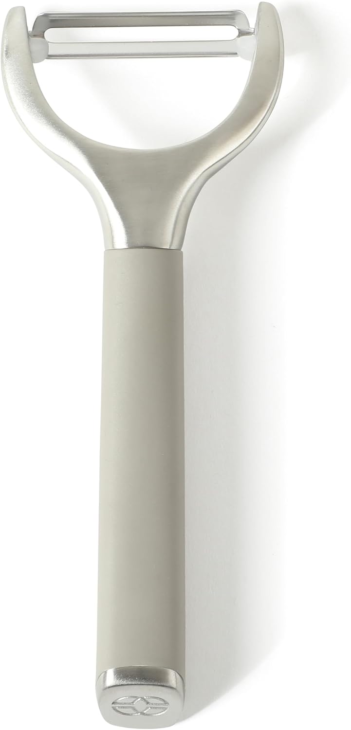 Calphalon Prime Straight Vegetable Peeler, Stainless Steel Peeler with Swivel Blade for Fruits & Vegetables, Weighted Handle for Control, Weighted Handle for Control