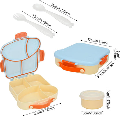 Bento Box for Kids School Lunch Box with Utensils and a Dipping Bowl, Leak-Proof 4 Compartments with Carrying Handle, BPA-Free Bento Box for Girls and Boys in School, Preschool, Daycare (Purple)