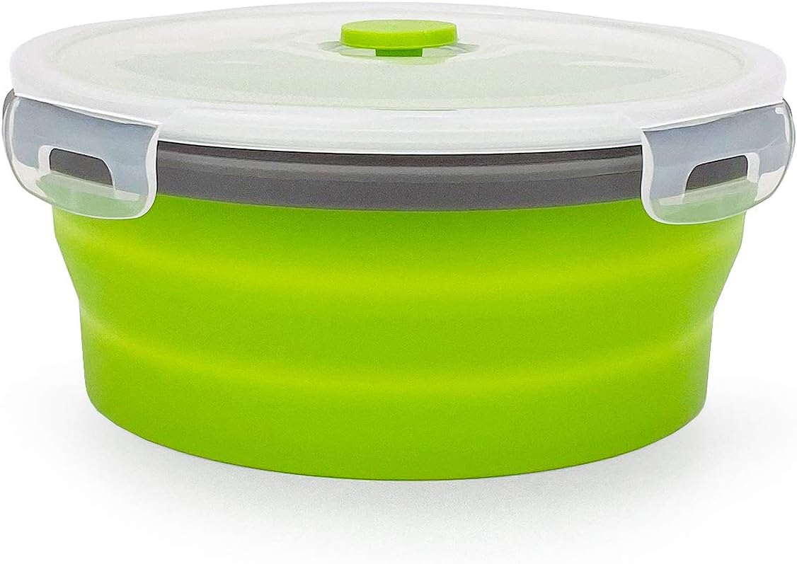 CARTINTS 1200ml Large Collapsible Meal Prep Containers, Reusable Silicone Food Storage Containers, Stackable Fridge Storage Containers, With Leakproof Lids, Microwave and Freezer Safe, Blue
