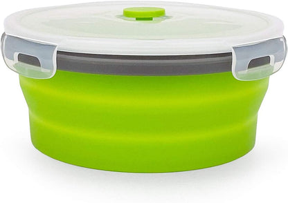 CARTINTS 1200ml Large Collapsible Meal Prep Containers, Reusable Silicone Food Storage Containers, Stackable Fridge Storage Containers, With Leakproof Lids, Microwave and Freezer Safe, Blue