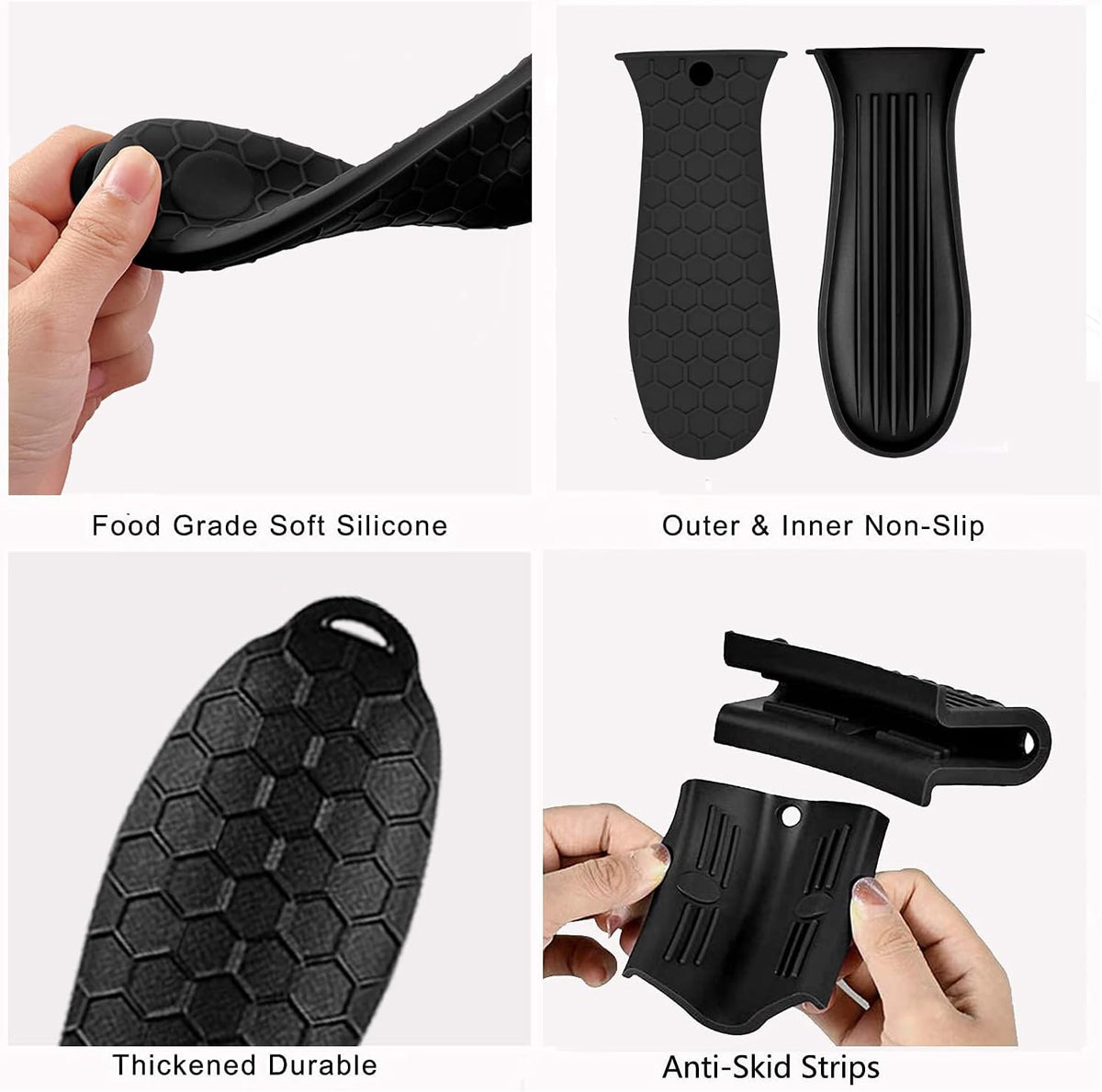 8 Pcs Non-Slip Silicone Hot Handle Holder & Assist Grips, Potholder for Cast Iron Skillets, Heat Resistant Handle Cover Sleeve for Frying Pans, Casserole, Cookware Handles, Lake Blue