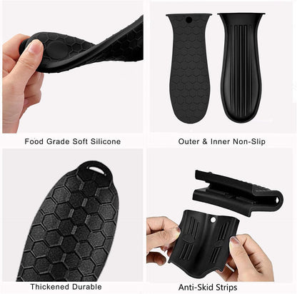 8 Pcs Non-Slip Silicone Hot Handle Holder & Assist Grips, Potholder for Cast Iron Skillets, Heat Resistant Handle Cover Sleeve for Frying Pans, Casserole, Cookware Handles, Lake Blue
