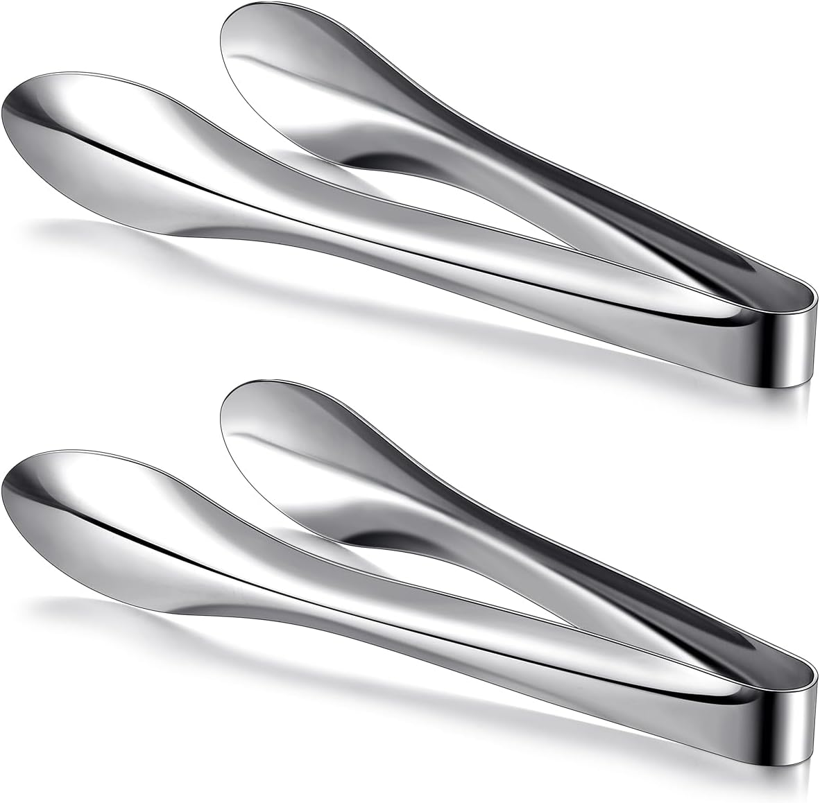 2 Pack Polished Stainless Steel Serving Tongs 9 and 12 Inch Metal Food Silver Tong for Buffet Salad BBQ Grilling Heavy Duty Kitchen Utensils for Cooking Catering Wedding Party