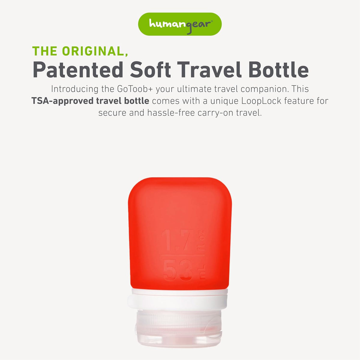 humangear GoToob+ (XL) | Refillable Silicone Travel Bottle | Locking Lid | Food-Safe Material | Blue, XL (6 fl.oz.; 177ml)