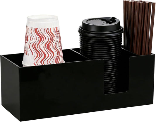 Coffee Cup Holder for Countertop, Acrylic Disposable Cup Organizer Clear Coffee Station Organizer for Cup Lid Stirrers Pod Coffee Bar Accessories