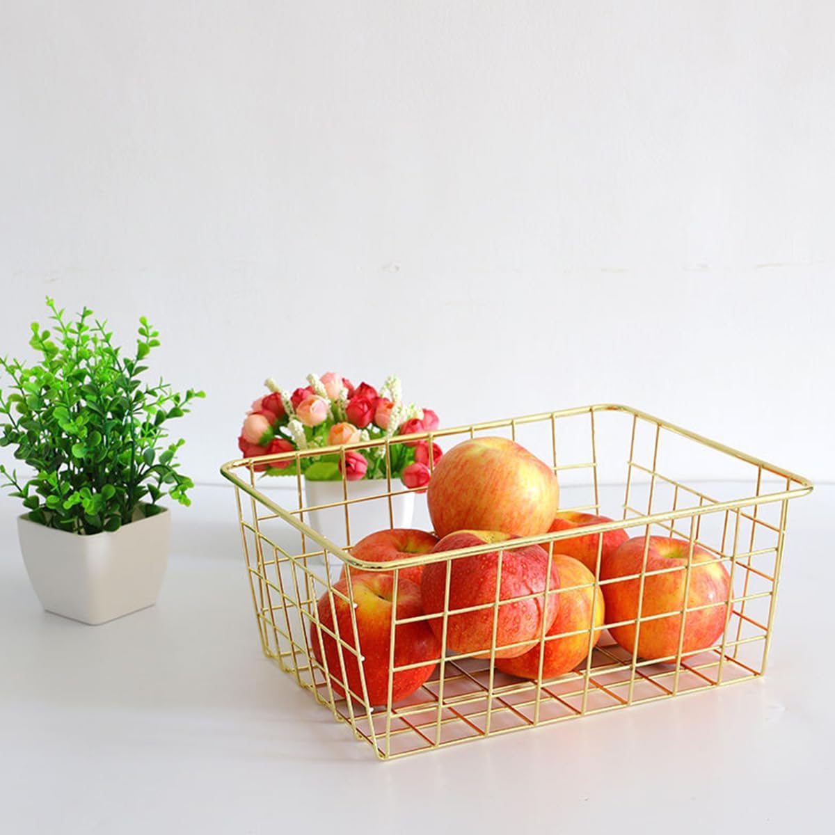 3 Pack Large Wire Baskets for Organizing 14.2'' Metal Wire Baskets with Built-in Handles, Wire Storage Basket Black Metal Freezer Organizer Wire Basket for Pantry, Cabinets, Bathroom