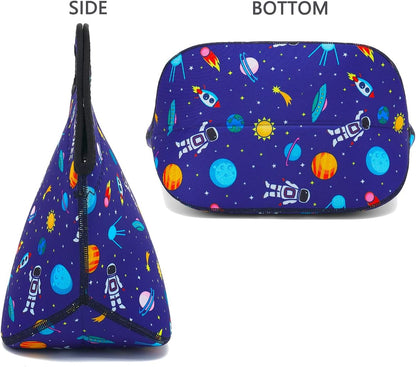 FlowFly Neoprene kids Lunch box Insulated Soft Bag Mini Cooler Thermal Meal Tote Kit for Boys, Girls,Men,Women,School,Work, Office,Black