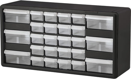 Akro-Mils 44-Drawer Plastic Drawer Storage Cabinet for Garage Organization, Bead Organizer, Building Bricks Storage, Teacher Toolbox, Makeup Organizer, 20" W x 6" D x 16" H, 10144 Black