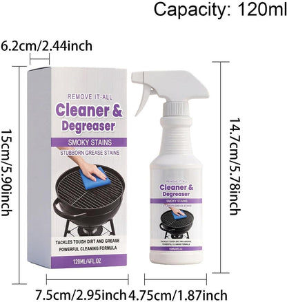 Grill Cleaner - 120ml Grill Grate Cleaner | Professional Degreaser Spray, Versatile Indoor Outdoor No Scrub Gentle Degreaser For Burnt Food Grease Grime Removal Grates Racks Pellet Burners