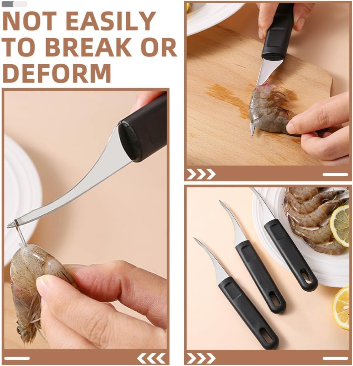 Shrimp Peeler Tool with Ergonomic Handle Stainless Steel 4 Pcs