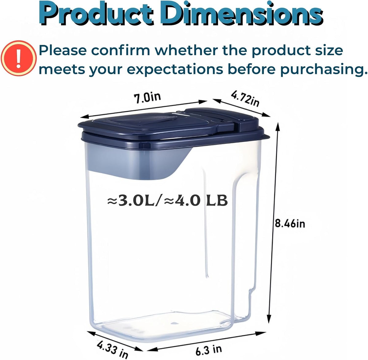 3L/3.2Qt Bird Seed Storage Container,Pet Food Storage Containers with Pour Spout,Cereal Dispenser,Holds up to 3~3.5Lbs-Easy Grip and Fill Bird Feeders-Ideal for Storing Sunflower Seed