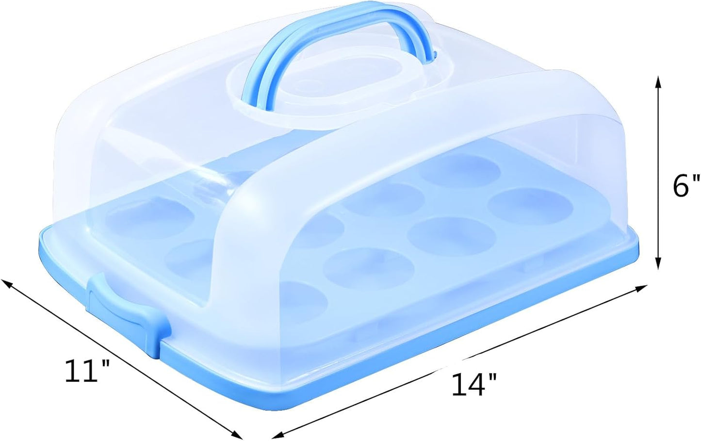 2in1 Cupcake Carrier and Cake Keeper with Lid, Rectangle Pie Carrier,Large Portable Storage Container for Storing 12 Cupcakes or 1 Large Cake (White)