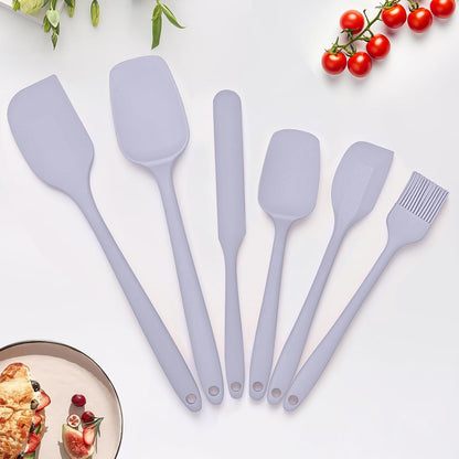 6 Pieces Silicone Spatula Set, Rubber Spatulas Silicone Heat Resistant Spatula Set for Kitchen Use, Food Grade Rubber Spatula with Ergonomic Grip, Cooking, BPA Free Dishwasher Safe(black)