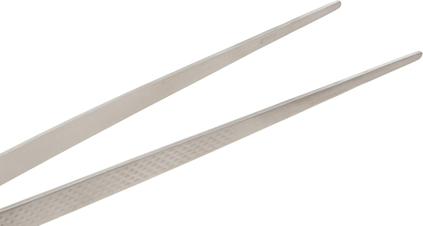 Mercer Culinary 18-8 Stainless Steel Chef Plating Tongs, Offset Tip, 6-1/2 Inch