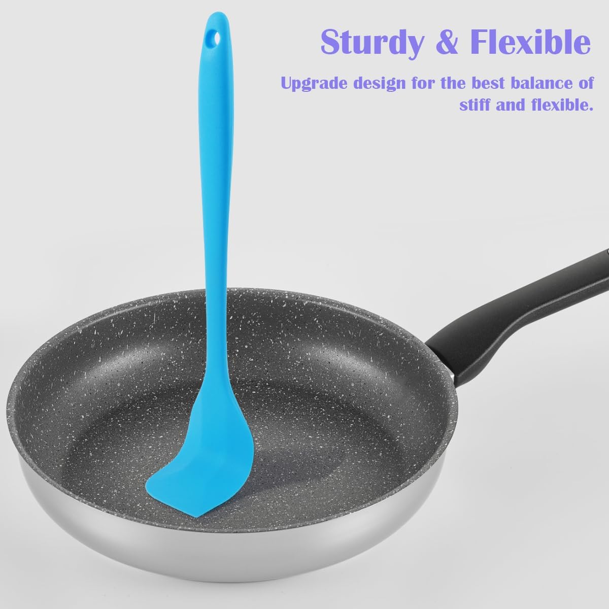 4 Pcs Silicone Spatula Set, 11inch Food Grade Rubber Spatulas, Upgrade Strong Handle with Ergonomic Grip, Heat Resistant Up to 450°F for Nonstick Cookware, Cooking, BPA Free, Dishwasher Safe