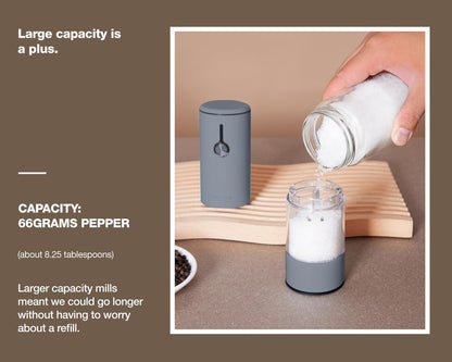 Stainless Steel Rechargeable Electric Salt and Pepper Grinder Set – USB Charging, One-Hand Electric Mill, Adjustable Coarseness, LED Light & Dust Cover –2pack(Greige & Buttercream)