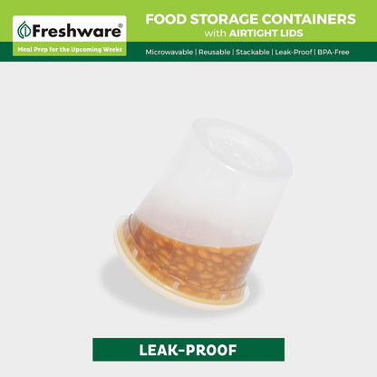 Freshware Food Storage Containers [24 Set] 32 oz Plastic Deli Containers with Lids, Slime, Soup, Meal Prep Containers, BPA Free, Stackable, Leakproof, Dishwasher and Freezer Safe, Translucent
