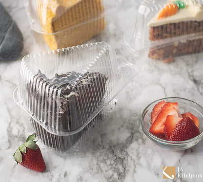 Hinged, Clear Single-Slice Pie/Cake/Cheesecake Container (High Dome Lid) - 20 Pieces
