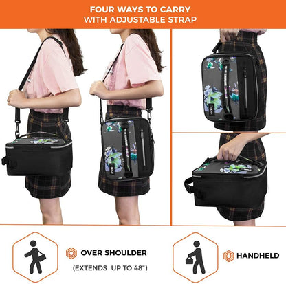 opux Insulated Lunch Box for Men Women Adult, Compact Lunch Bag for Kids Boy Girl Teen, Soft Lunch Cooler Bag for Work School, Leakproof Lunchbox Lunch Pail with Clip-on Buckle, Grey Flowers