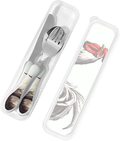 3-Piece Kids Silverware Set With Storage Case, Stainless Steel Reusable Children Safe Knife Spoon Fork Set Blue Active Girl Running Sunset Children Flatware Set For Kids Lunch Box - Colors B