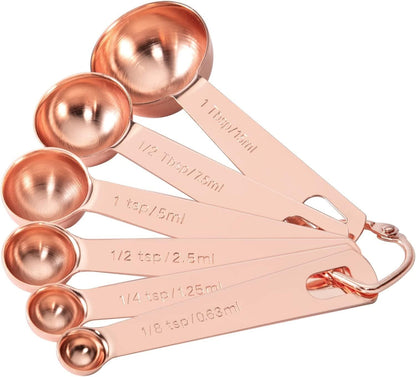 16 Pcs Stainless Steel Measuring Cups and Measuring Spoons Set, Heavy Duty Metal Measuring Cups and Scoops for Kitchen Cooking Baking Includes 5 Cups, 6 Tbsp Tsp Spoons & 5 Mini Spoons(BLK)