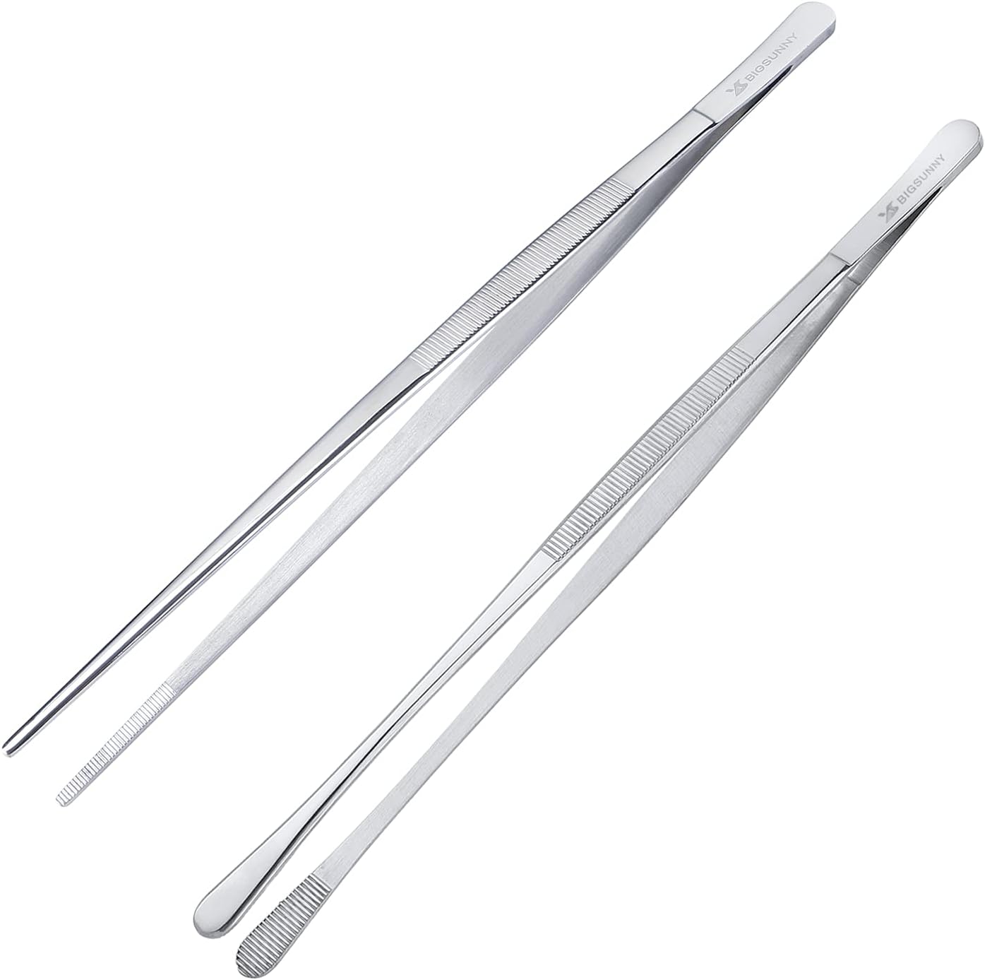 Set of 3 Kitchen Tweezers Fine Tweezer Tongs, MSY BIGSUNNY Stainless Steel Food Tweezers, Precision Serrated Tips Food Tongs (8.5" 10" and 12")