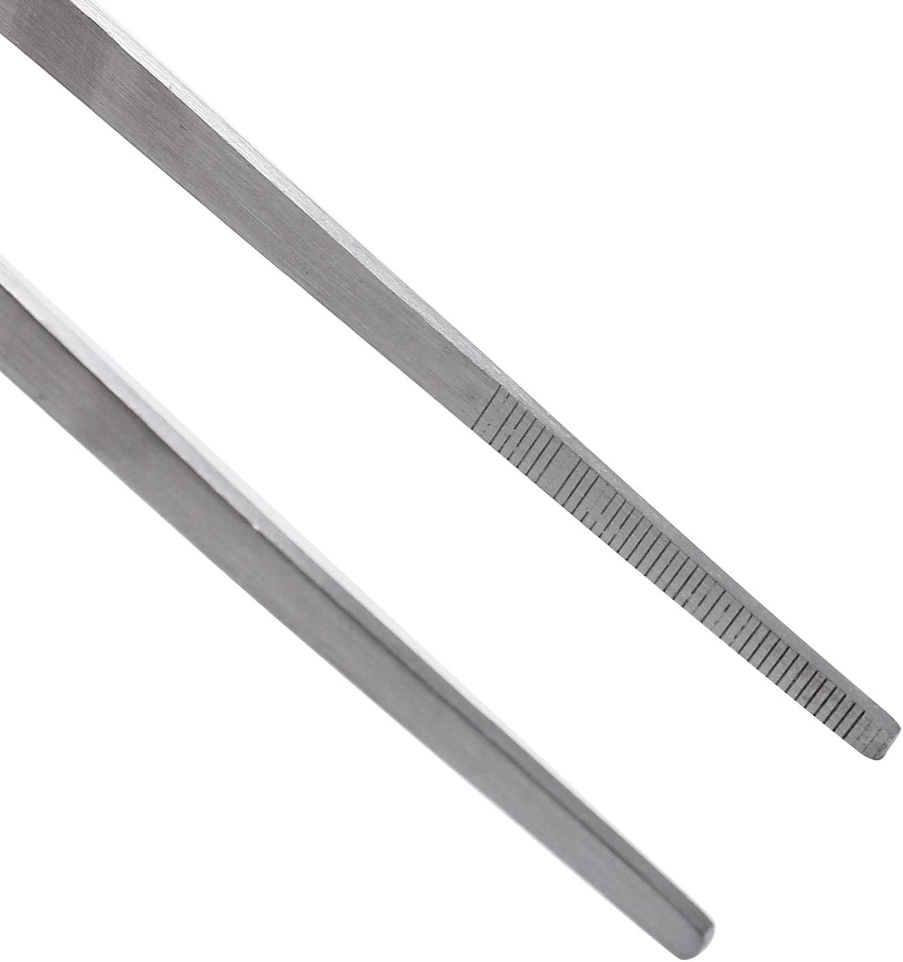 Bonsicoky 3Pcs Stainless Steel Tweezer Set (8" 10" 12"), Long Tweezers with Precision Serrated Straight Tips, Non-slip Multitool Tweezer for Cooking, Repairing, Medical, Garden