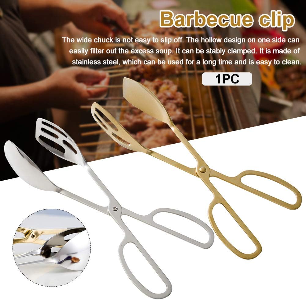 Food Tongs, Heavy Duty Stainless Steel Kitchen Tongs Salad Tongs 10 inch Heat Resistant Small Serving Tongs for Cooking, Grill, Pastry, Sandwich, Ice, Food Bread Dessert (Gold)