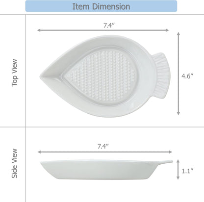 EIKS Ceramic Grater Plate Grinding Dish with Spoon and Brushes