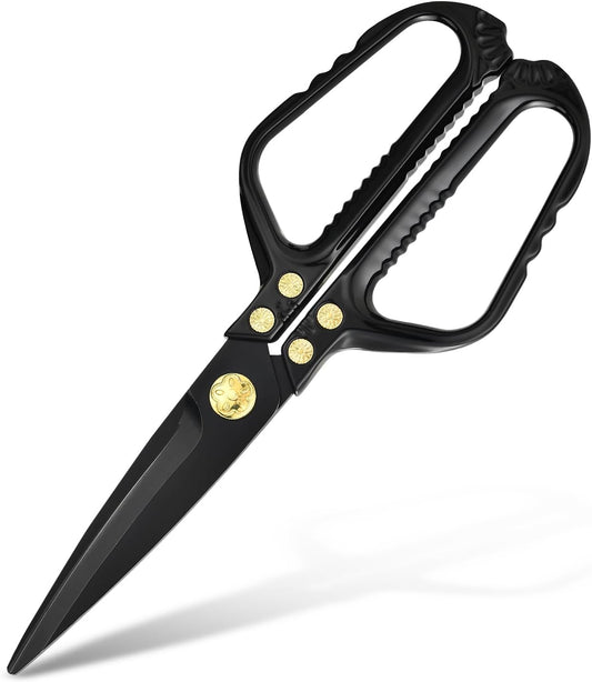 Kitchen Scissors - Heavy Duty Utility Come Apart Kitchen Shears for Chicken, Meat, Food, Vegetables - 9.25 Inch Long Black & Red