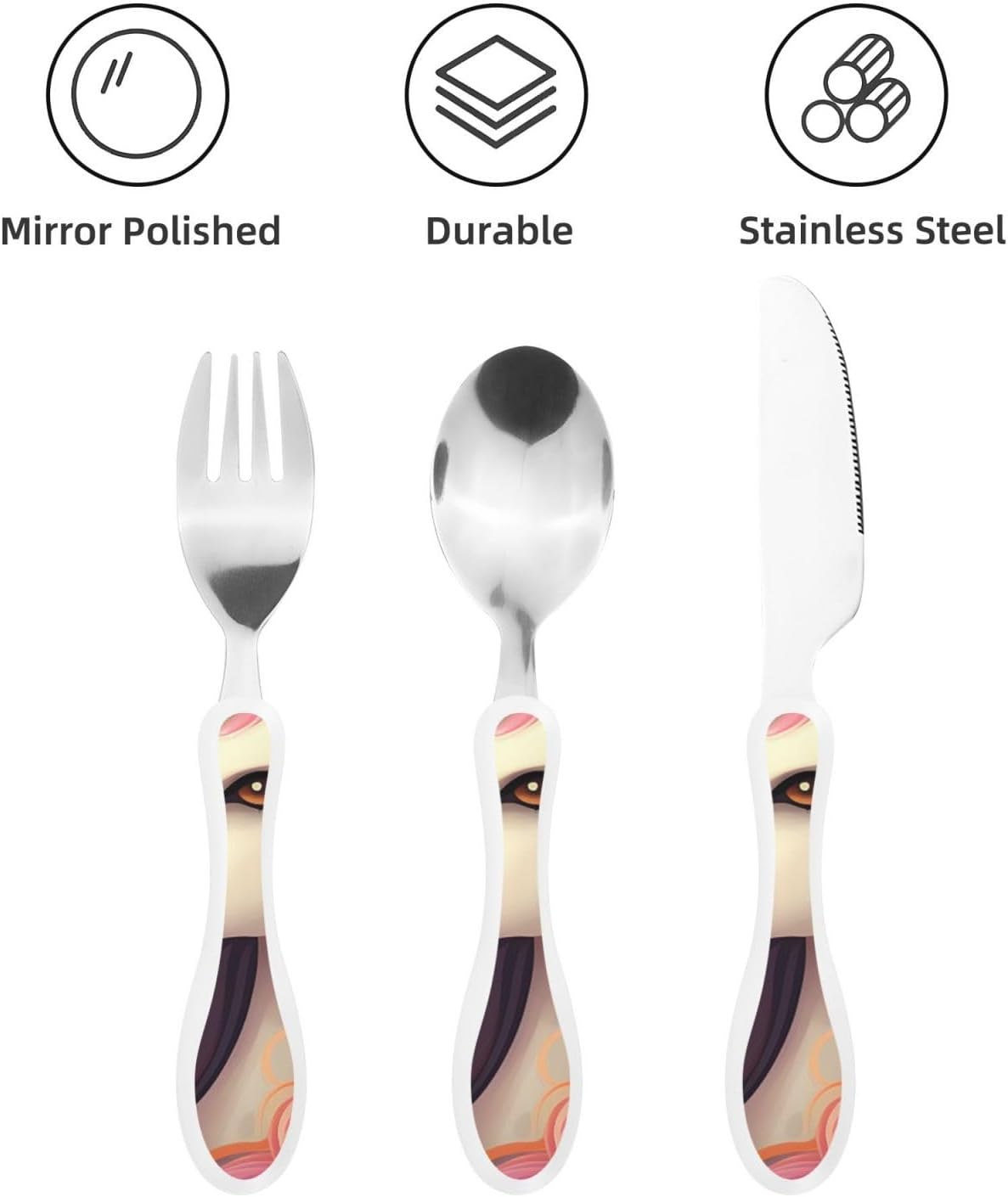 3-Piece Kids Silverware Set With Storage Case, Stainless Steel Reusable Children Safe Knife Spoon Fork Set African Animals Children Flatware Set For Kids Lunch Box