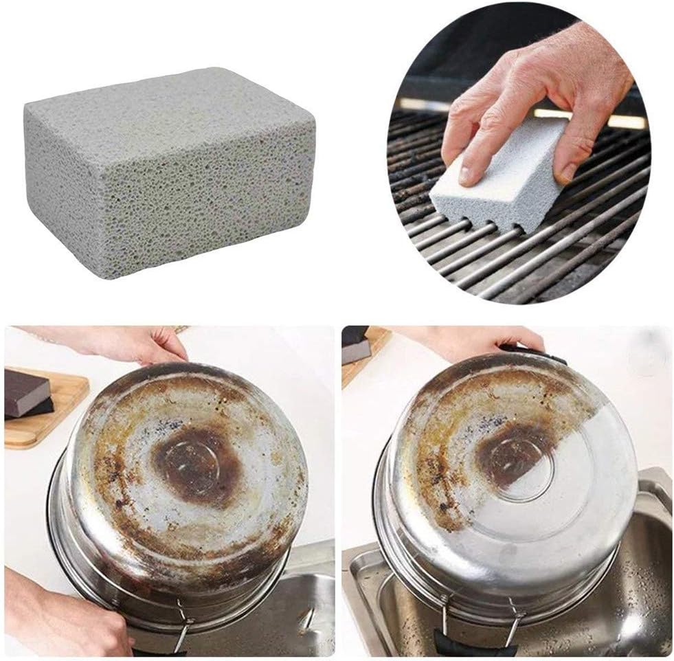 Elaziy Grill Griddle Cleaning Brick Block Ecological Grill Cleaning Brick De-Scaling Cleaning Stone for Removing Stains BBQ(4 Pack)