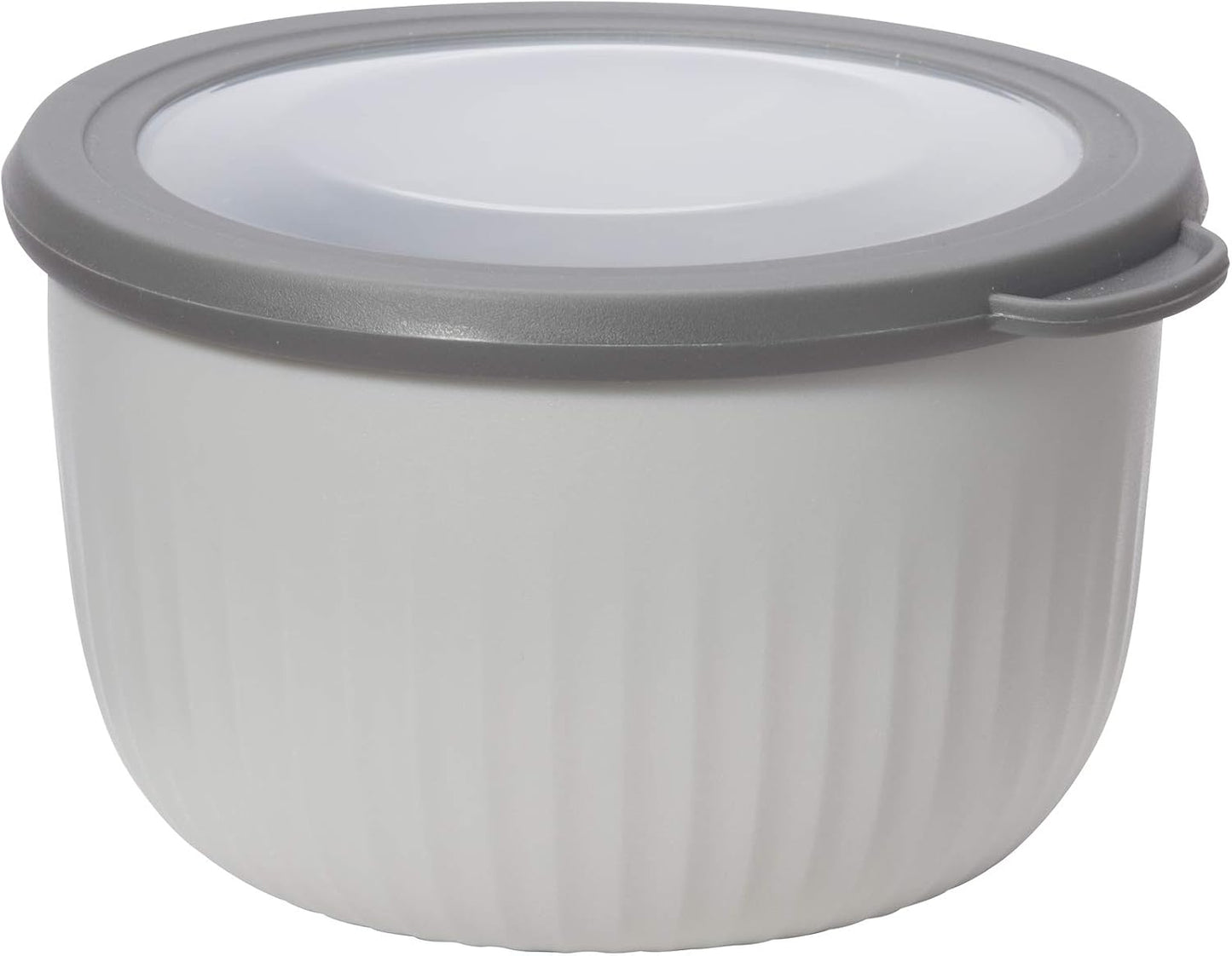 Oggi Prep, Store & Serve Plastic Bowl w/See-Thru Lid- Dishwasher, Microwave & Freezer Safe, (4 qt) Lt Gray w/Dk Gray Lid