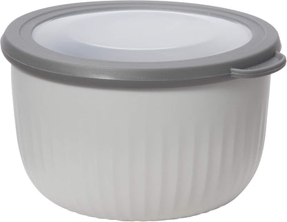 Oggi Prep, Store & Serve Plastic Bowl w/See-Thru Lid- Dishwasher, Microwave & Freezer Safe, (4 qt) Lt Gray w/Dk Gray Lid