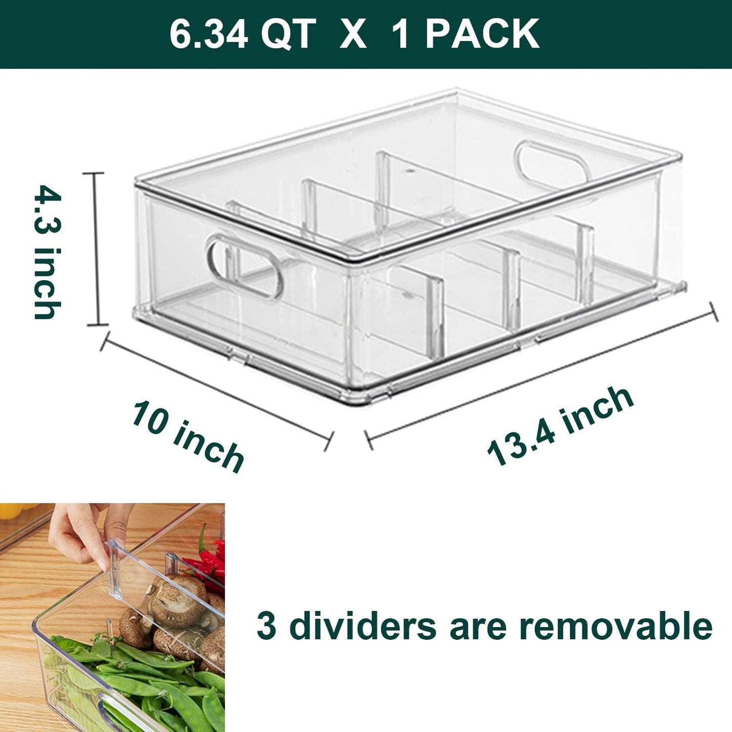 LALASTAR 2 Pack Fridge Organizer with Pull-out Drawer, Stackable Freezer Organizer Bin, Pantry Organization and Storage, BPA Free, 3.17QT