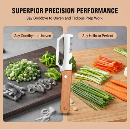 Multi-Functional Vegetable Peeler with Julienne Slicer & Bottle Opener, Stainless Steel Blade & Wooden Handle, Ergonomic Kitchen Tool for Peeling, Slicing & Shredding Fruits & Veggies (Style-A, 1PC)