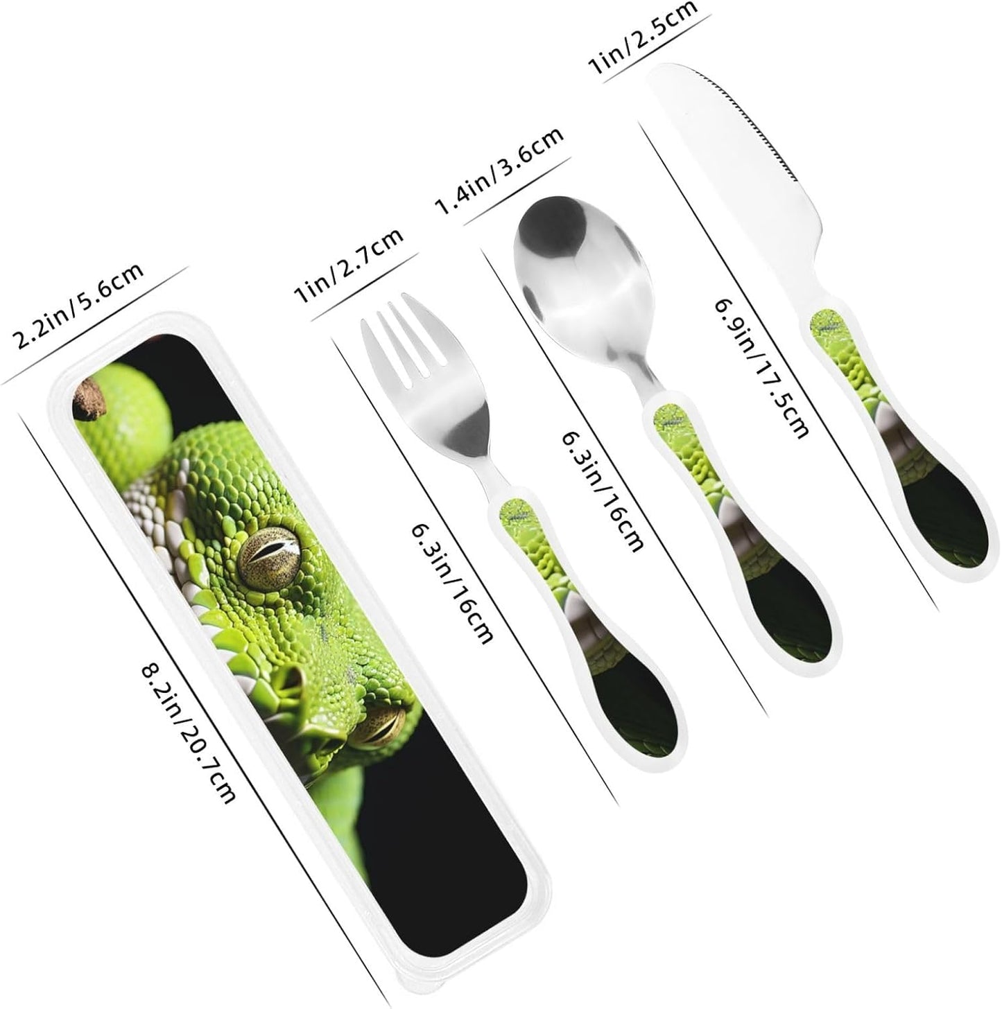 3-Piece Kids Silverware Set With Storage Case, Stainless Steel Reusable Children Safe Knife Spoon Fork Set Blue Lotus Floral Children Flatware Set For Kids Lunch Box