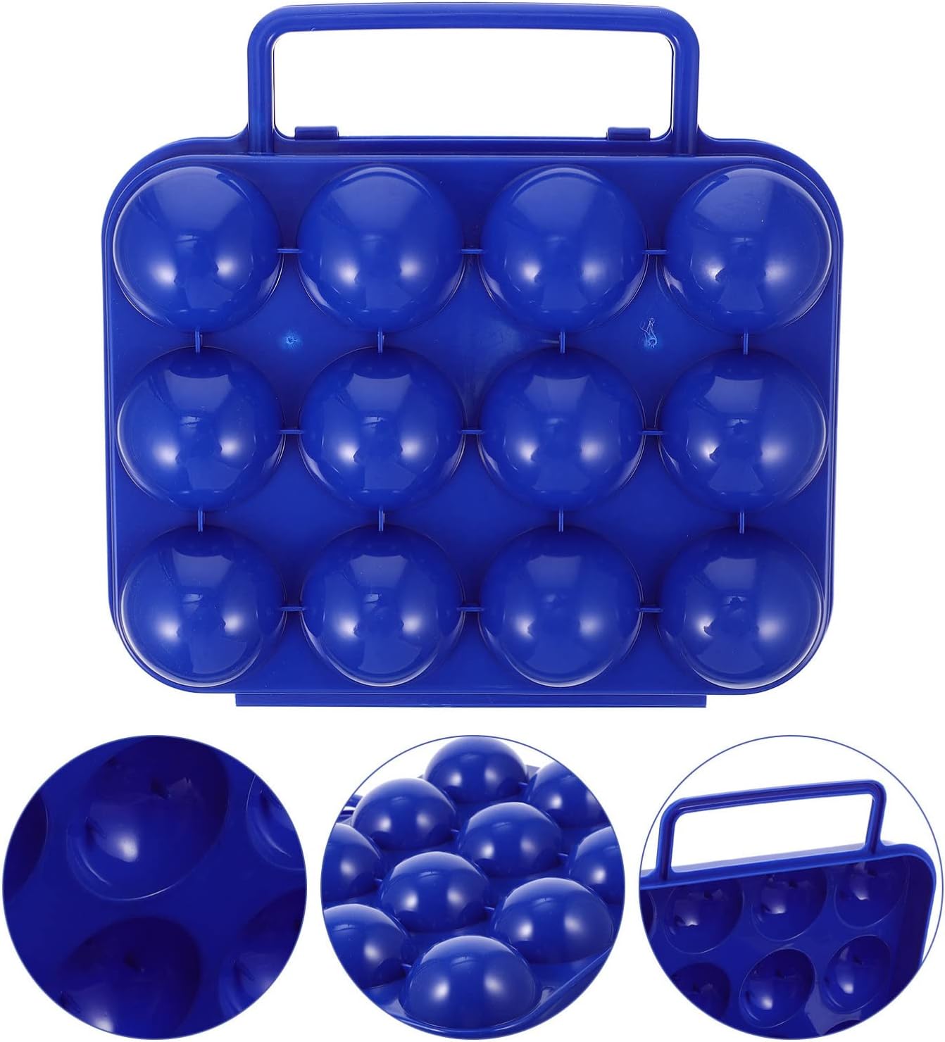 Yardwe 2pcs 12 Egg Container Outdoor Camping Egg Holder Portable Eggs Carrier with Handle Egg Storage Box for Outdoor Picnic Home Fridge Refrigerator Blue