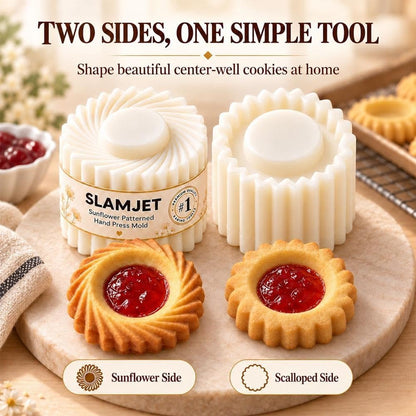 Sunflower Patterned Round Hand-Press Mooncake Double-Ended Pastry Mold