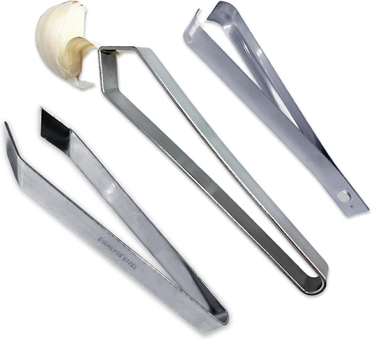Garlic Peeler - 3 Pcs Garlic Skin Remover Set Stainless Garlic Tweezers Easy Faster Kitchen Tools