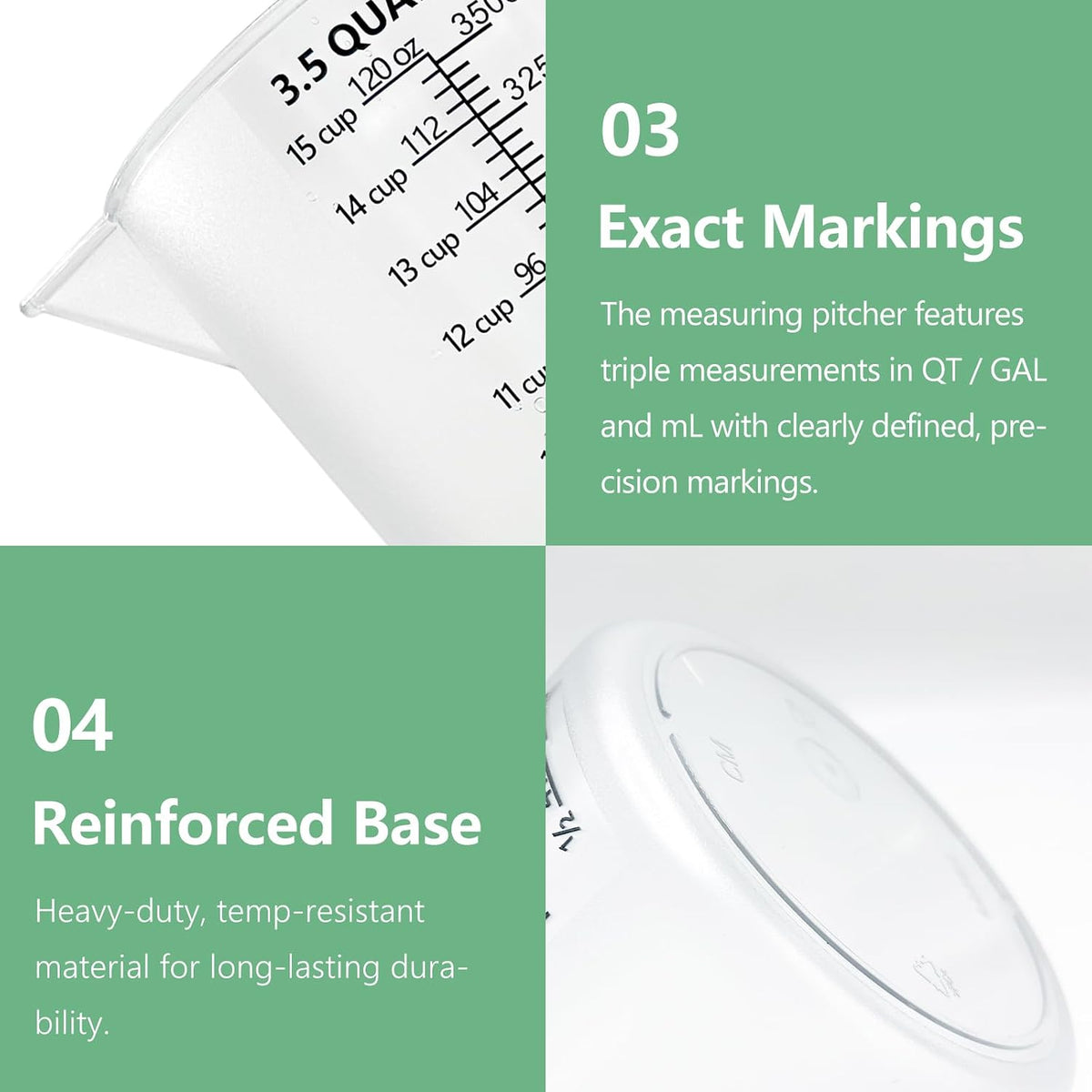 Plastic Measuring Cup with Handle, Pool Chemical Measuring Cup, Plastic Measuring Pitcher for Liquid Mixing, Pouring, Lawn Care, Pet Food, Motor Oil, Laboratory and More (32, Fluid Ounces, 1000ml)