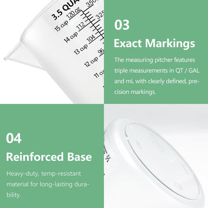 Plastic Measuring Cup with Handle, Pool Chemical Measuring Cup, Plastic Measuring Pitcher for Liquid Mixing, Pouring, Lawn Care, Pet Food, Motor Oil, Laboratory and More (32, Fluid Ounces, 1000ml)