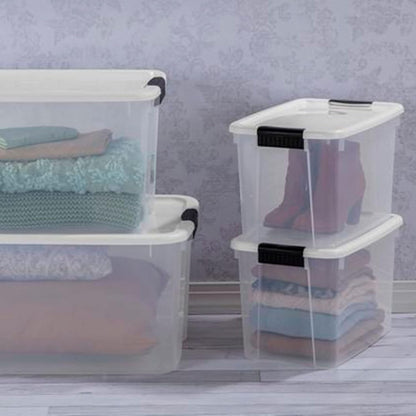 Sterilite 6-Pack Ultra Latching Box, Storage Bins with Lids, Clear Plastic, 18 Qt – Large Heavy-Duty Organizing Bin Containers for Home, Closet, Kitchen, Pantry, Bathroom, and Office