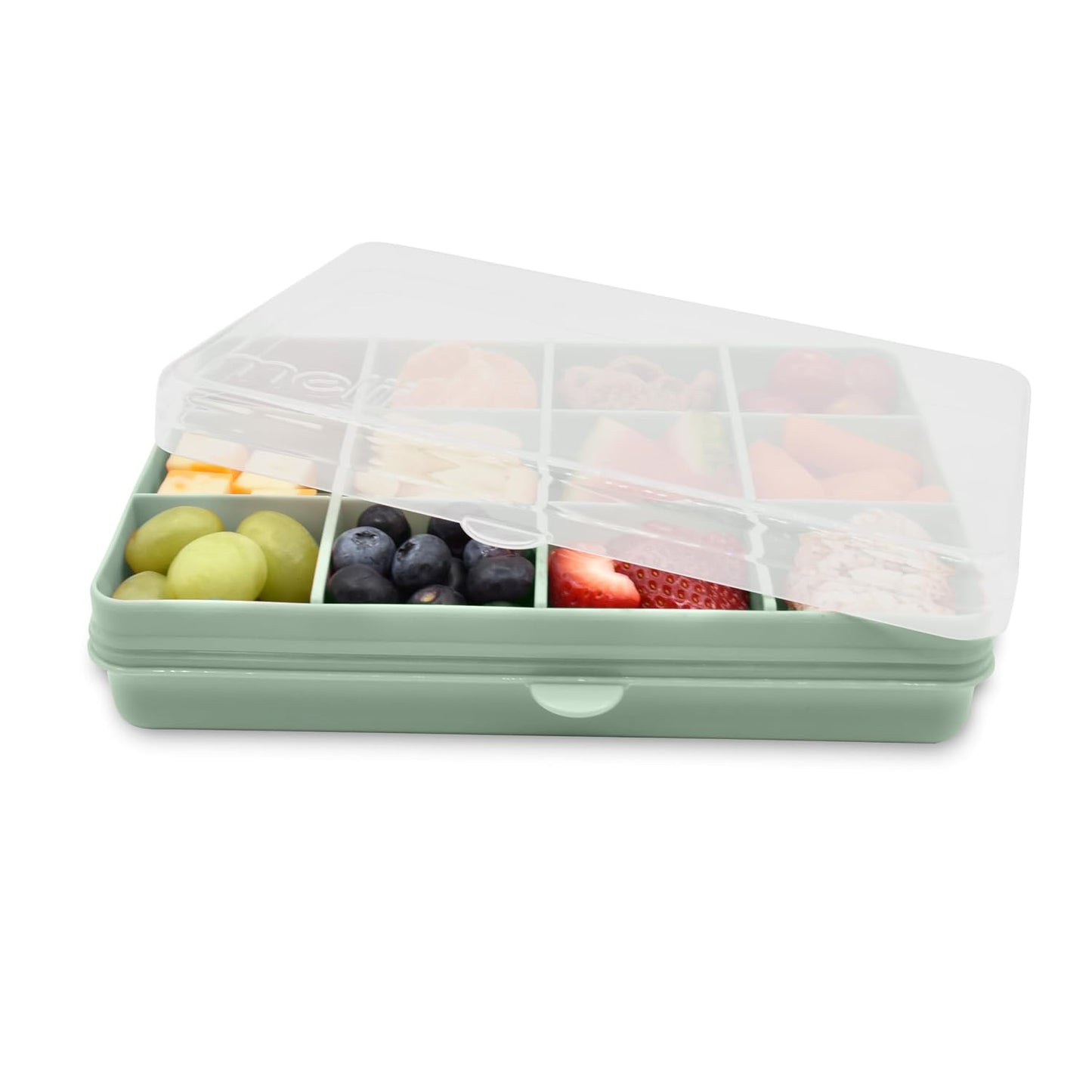 melii Snackle Box |12-Compartment Snack Container with Removable Dividers, BPA-Free Food Storage for Travel, School & On-the-Go Snacks, Kids & Family Organizer (Grey)