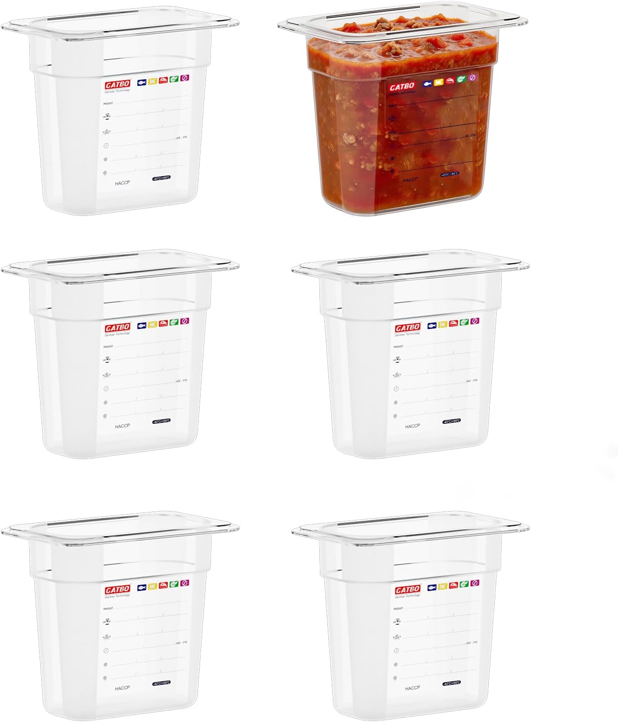 6-Pack Clear Polycarbonate Handled Lids for 1/6 Size NSF Food Pans