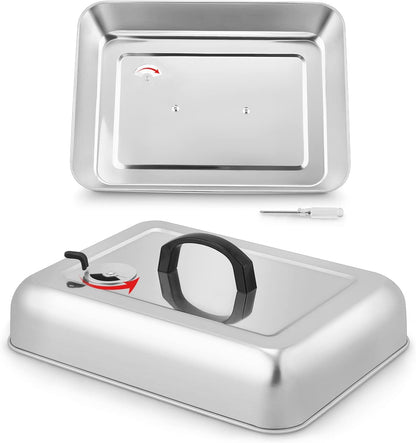 HaSteeL Rectangular Basting Cover, Stainless Steel Cheese Melting Dome Steaming Cover Lid, Heavy Duty Griddle Grill Accessories for Flat Top Teppanyaki BBQ Kitchen Indoor & Outdoor, Dishwasher Safe