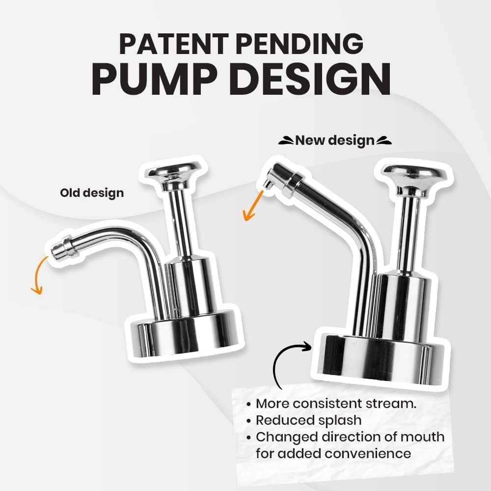 Molimoli Syrup Dispenser for Coffee Bars, Glass Syrup Bottle w. Pump, 16.9 oz 500 ml, Gold Upgraded Dispenser
