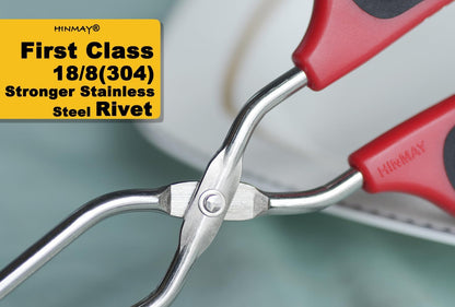 HINMAY Stainless Steel Scissor Tongs 11-Inch and 13-Inch Set, Set of 2